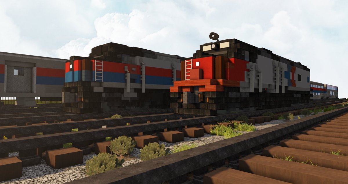 TheAlphaRebel's tweet photo. Been working on some #Minecraft Amtrak trains starting with the superliners.  There's two engines, the EMD SDP40F and EMD F40PH, the various coach configurations, and the baggage car. https://t.co/2NHPu8gzzL