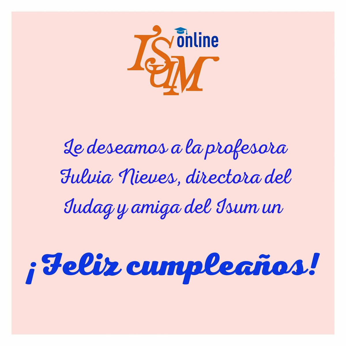 isum_com_ve's tweet photo. Le deseamos desde el ISUM a la profesora Fulvia Nieves un feliz cumpleaños, directora del IUDAG y amiga del ISUM @IUDAG_ve

#felizcumpleaños #felicidades #caracas #QuedateEnCasa https://t.co/cYkp53idz5