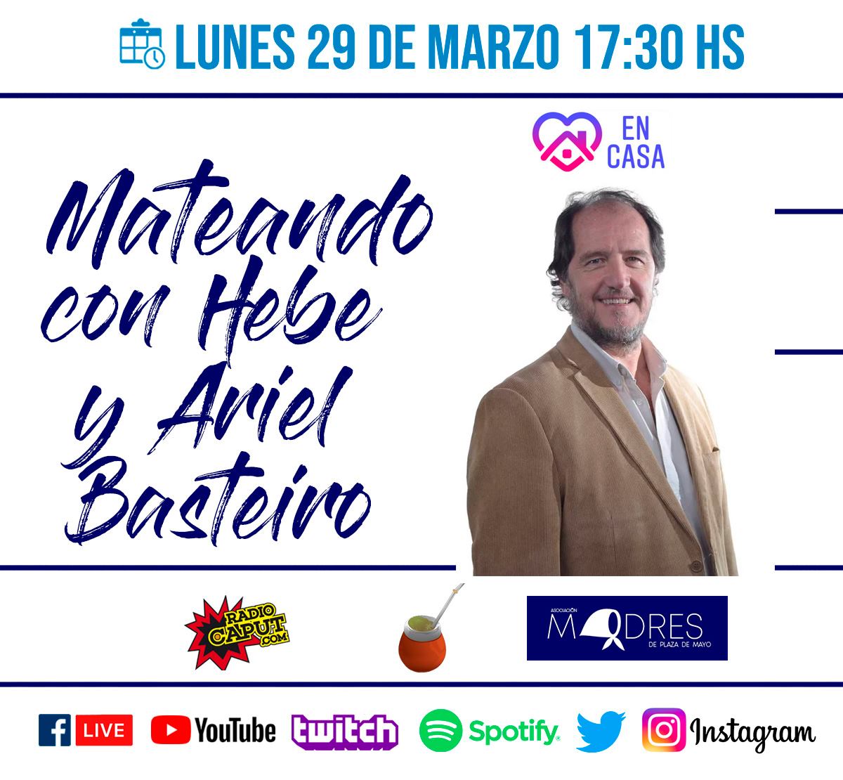 Arielbasteiro's tweet photo. Mañana a las 17:30 hs. voy a estar participando del programa #MateandoConHebe por Radio Caput. https://t.co/mEUt4Rp7vj