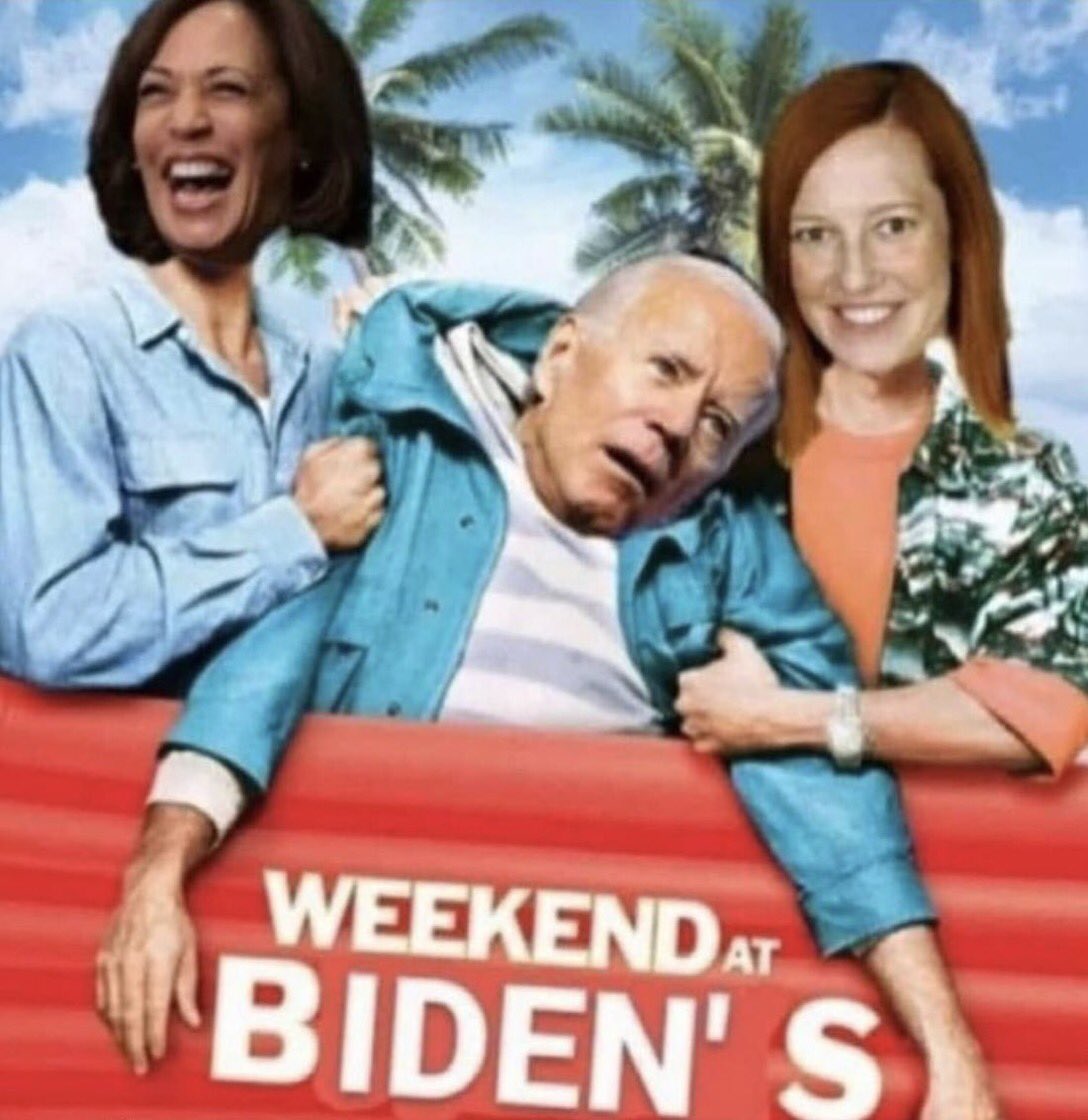CagsThe's tweet photo. @JackPosobiec 💥Biden Goes ”Weekend at Bernie’s”
...at least through 2022 Midterms ...GUARANTEED‼️💥

SIMPLE MATH:
If Kamala moves up, there is no VP, ergo, no “deciding vote” in our current 50-50 Senate. Democrats must have GOP bipartisan vote for any legislation for to pass, incl new VP! https://t.co/KaboM5LJtS