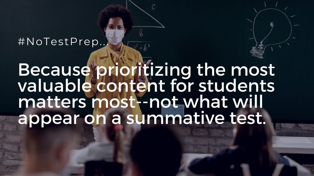 Now is not the time for test prep. Read our latest blog post with cautions about the validity of this year's summative assessment data. What is your reason for #NoTestPrep? bit.ly/3cnjQlf