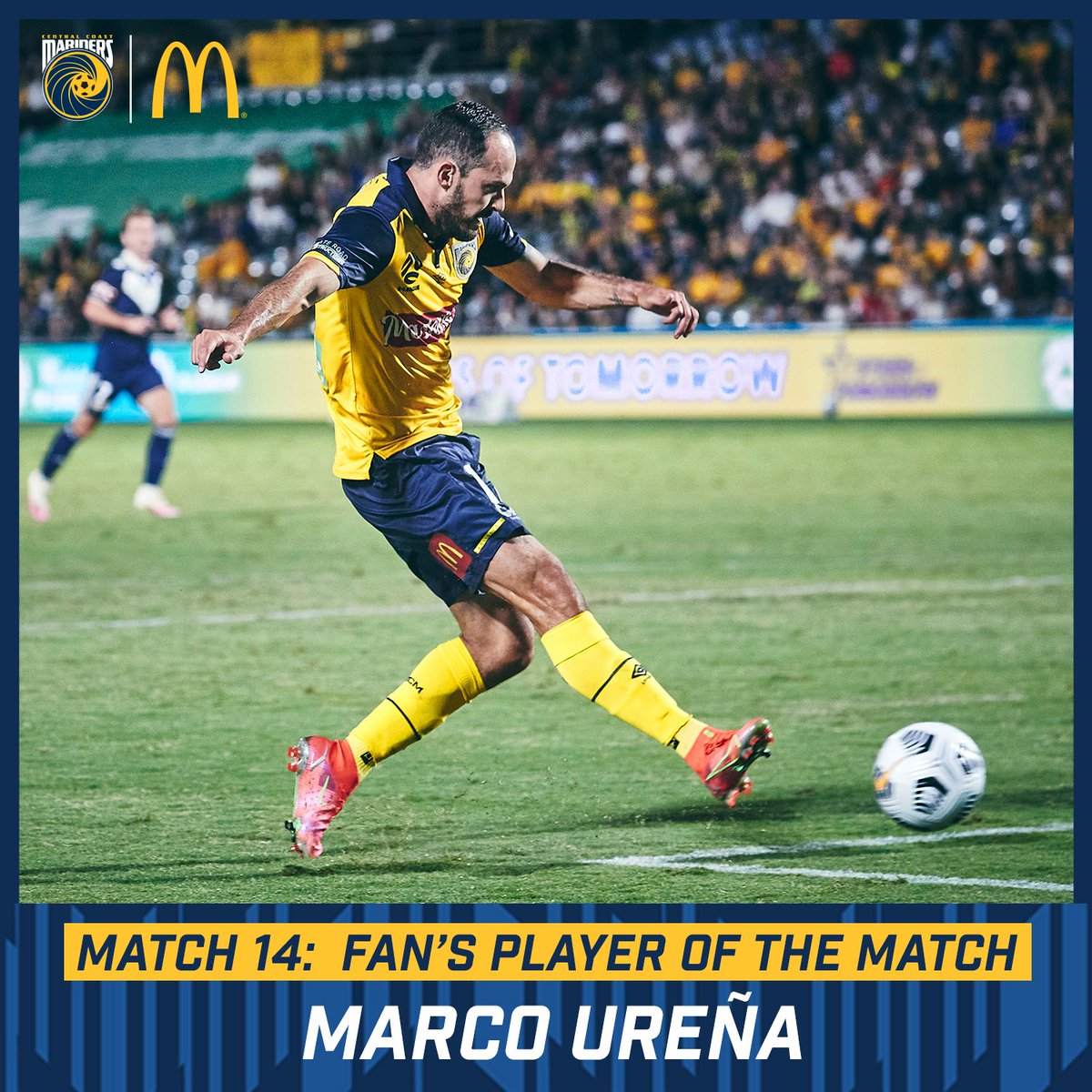 A third goal of the season and the @maccas Fan's Player of the Match award for @MarcoUrenaCR! #CCMFC #CCMvMVC #WontBackDown
