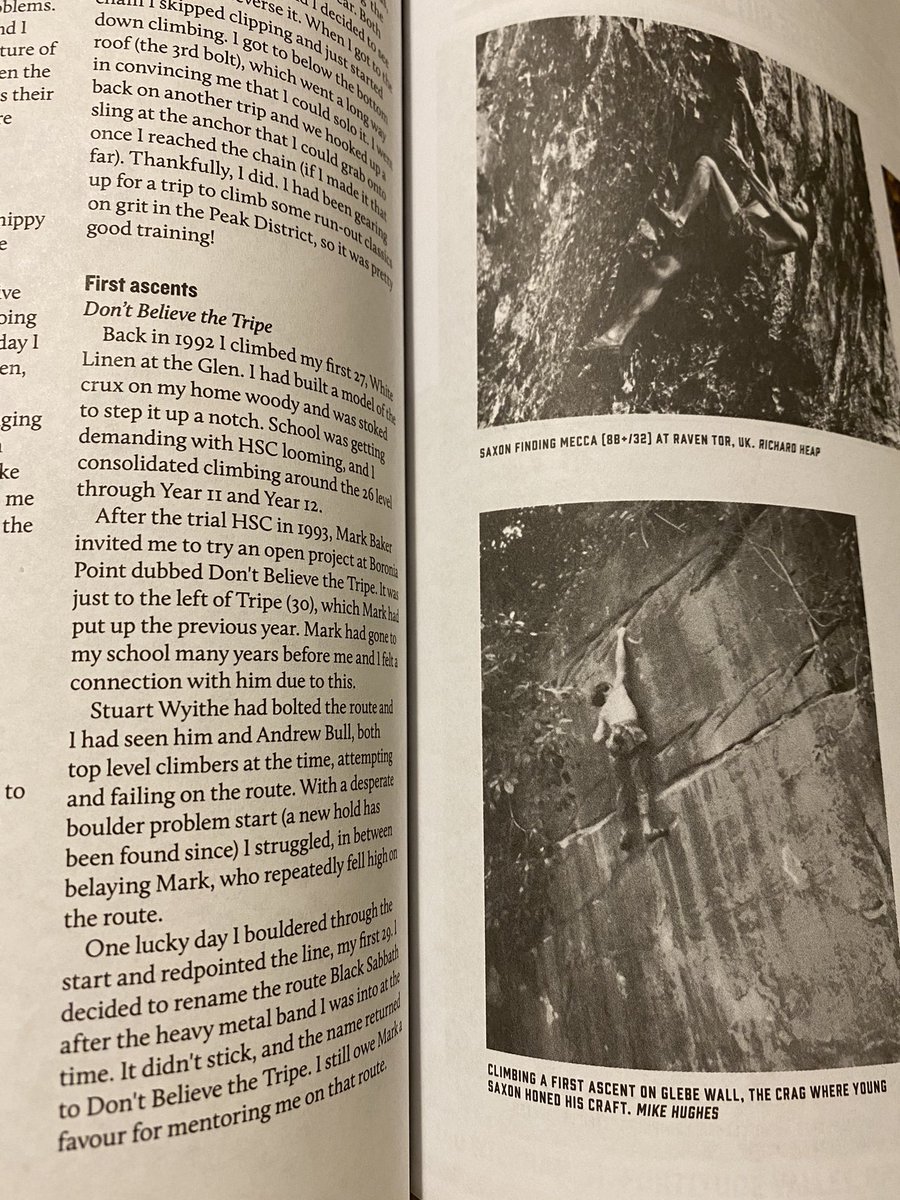 tham_lab's tweet photo. Doing some light #climbing @VerticalLifeMag reading before bed, and come across hubby @SWyithe as an old timer mention in Saxon Johnโs interview ๐งโโ๏ธ - though he says he did not fail, just mooooved on to Nowra climbing ๐คฃ๐ #memories #pullinghard https://t.co/wNQlke0qAj