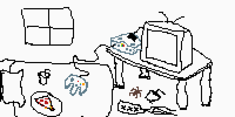 WeirdPixelBoy's tweet photo. #1: This is my first tweet from my new pixel art colecction, it represents my current room state while i was drawing it #NFTart #WeirdButReal https://t.co/o5ajsWh44M