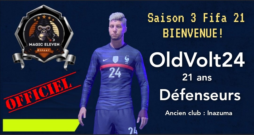 Magic__Eleven's tweet photo. Bienvenue officiellement dans l'équipe à @OldVolt
Un comportement exemplaire
Solide dans les duels
Excellent dans les relance
Une très bonne revue pour Magic Eleven
Encore bienvenu à toi https://t.co/ZKsITKIbV7