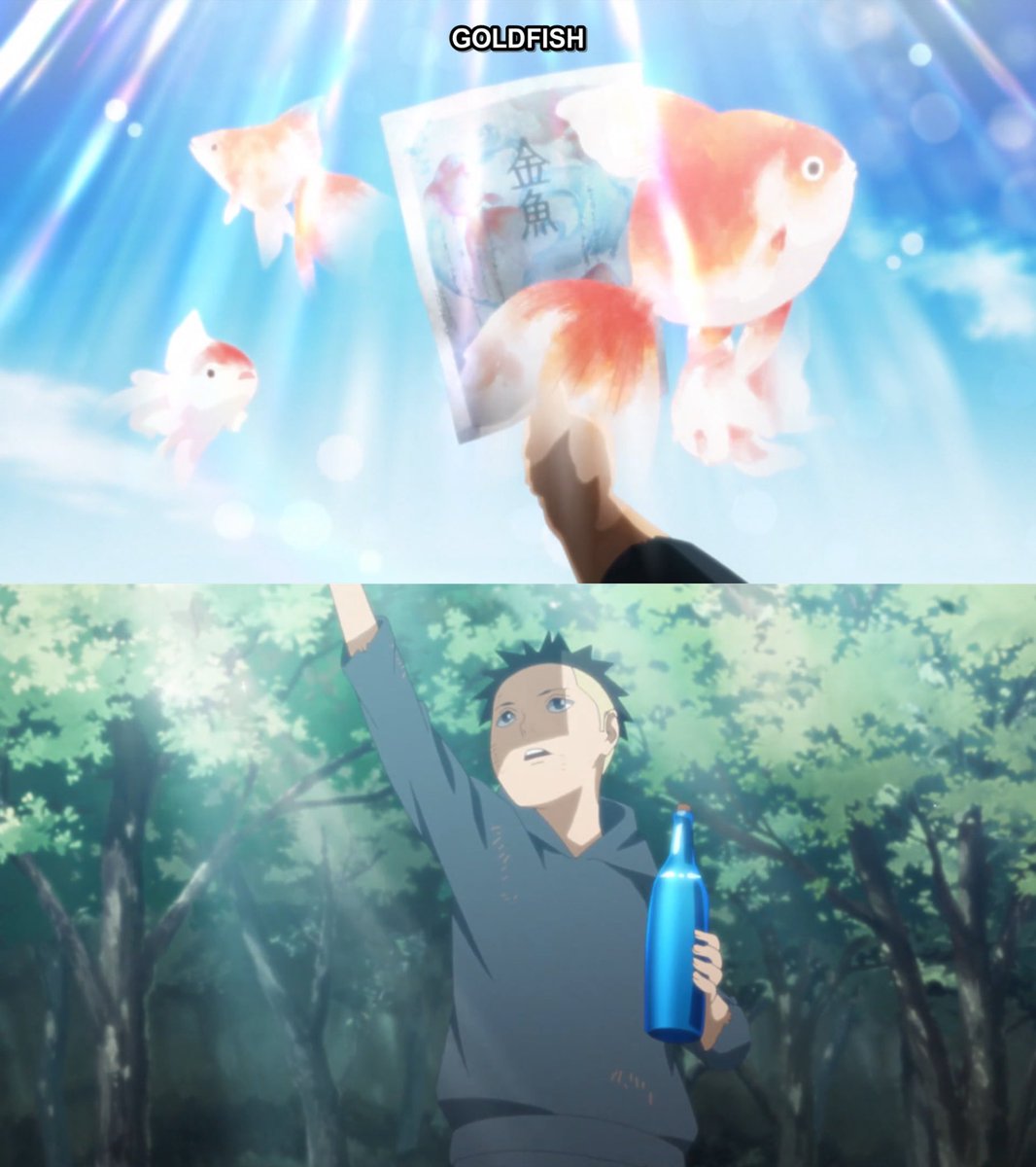 NarutoShipTweet's tweet photo. This analogy really was spot on. Kawaki is like a goldfish trapped in a bowl of water! But he probably doesn’t think he can escape because he only knows that bowl of water 😭 https://t.co/bYOiL8JWvt