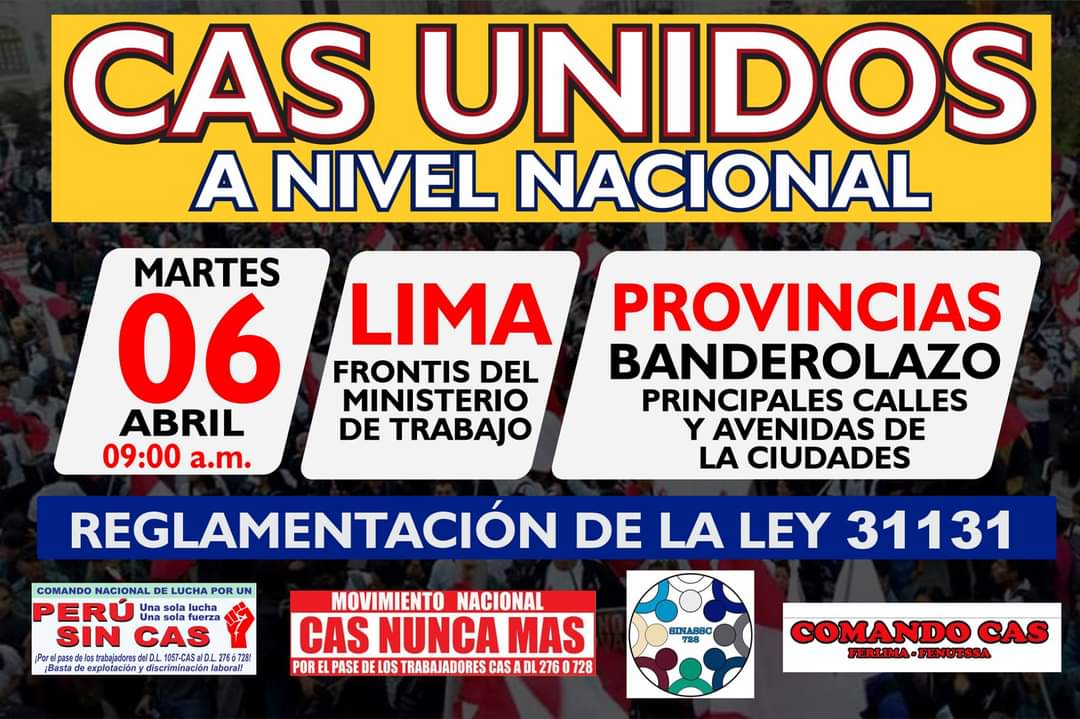 Sinare12776075's tweet photo. Todos los trabajadores CAS a nivel nacional tienen el deber moral de salir a defender nuestra ley 31131
@FSagasti @LuisRoelAlva @VBermudezV https://t.co/RPB2IWJ9p2