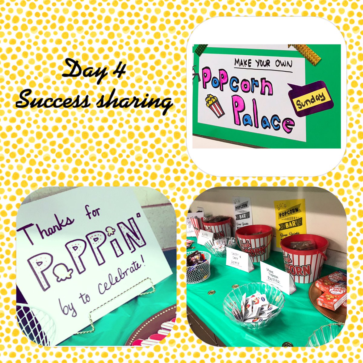 Day 4 - 2H success sharing! All the popcorn and toppings. The store smells great 👍