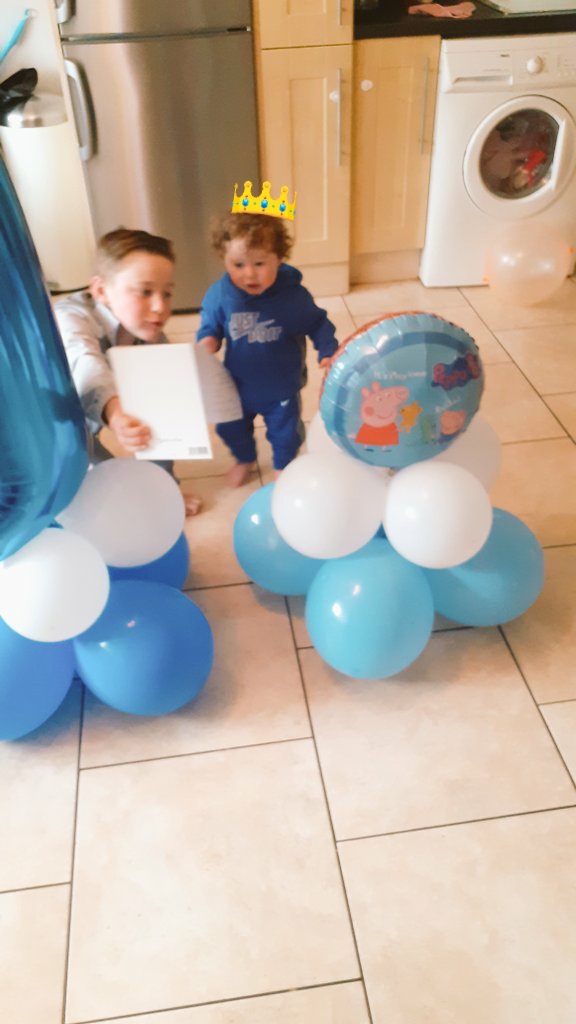 Happy first bday my beautiful son his face is priceless....😁told him on his card I've changed your nappy the last year you'll be changing my when your my age 🤣🤣🤣