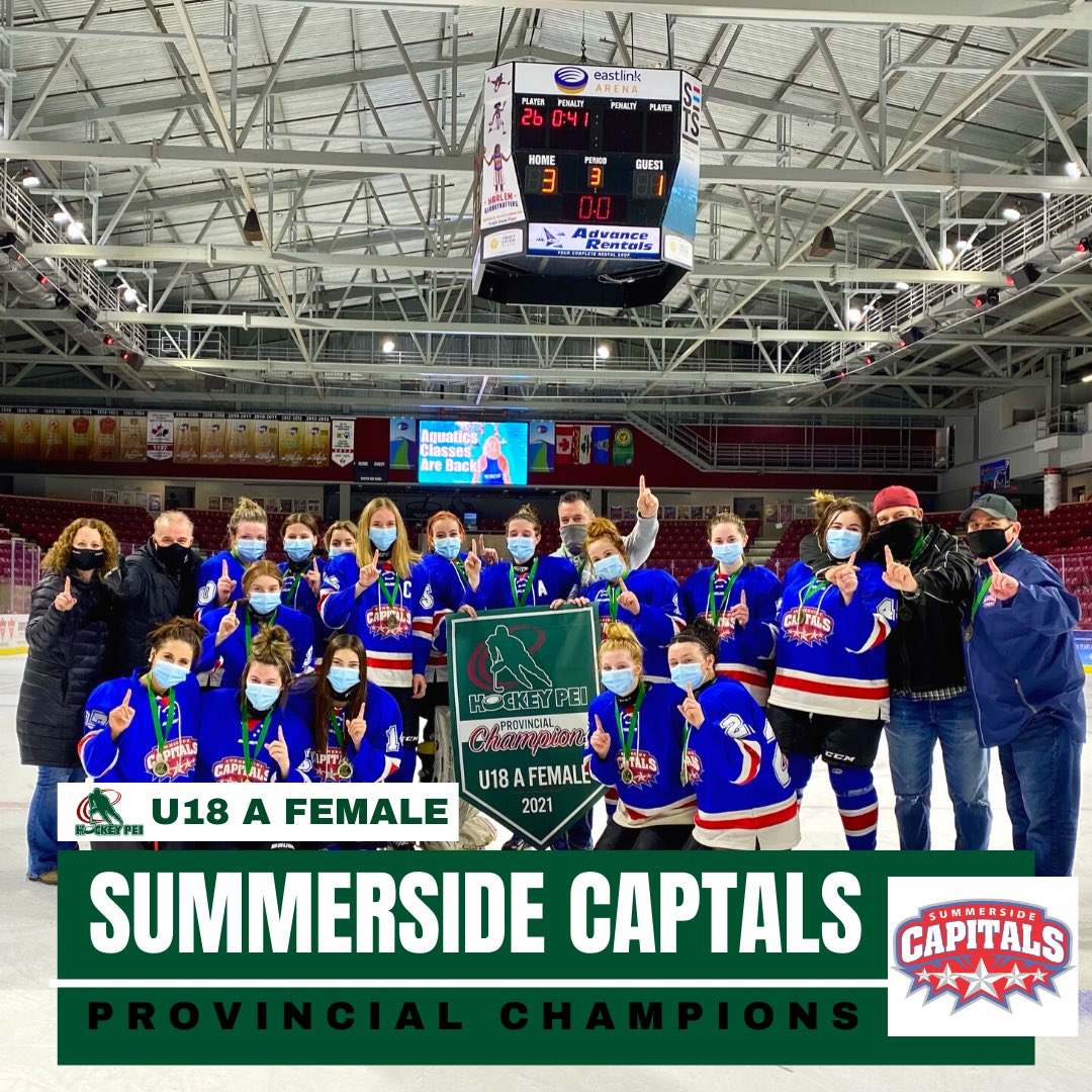 HockeyPEI's tweet photo. 🏆 2020-21 #HockeyPEI PROVINCIAL CHAMPIONS:

U18 A Female ➡️ Summerside Capitals

Congratulations! 👏 https://t.co/MT9Ll9SWXj