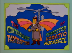 The poster of the fake sure-to-bomb movie, featuring a faux-70s Technicolor vibe and actor Troy McClure starring as a nutty-professor type with a umbrella-like flying machine.