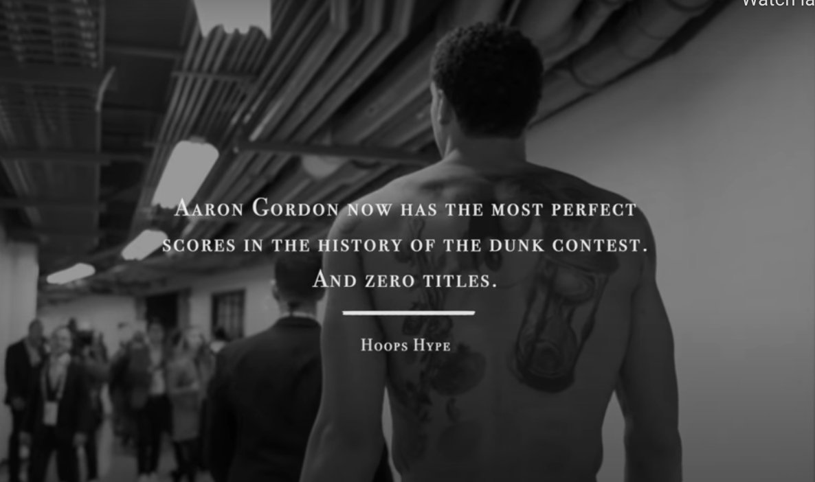 katywinge's tweet photo. When you see Aaron Gordon wearing number 50 tonight for the Nuggets, here's why:

1. He wanted a fresh start coming to Denver and joining the Nuggets 

2. He chose 50 because of his dunk contest scores, and the fact that he didn't win. He has a documentary called "Mr. 50" https://t.co/lWz202YZK4
