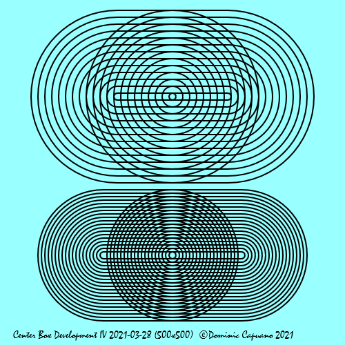 DominicCapuano's tweet photo. Center Box Development IV 2021-03-28 (500x500)
Copyright Dominic Capuano 2021
#art #artistsontwitter #generative #generativeart #javascriptart #codeart #calculateart #creativecoding #geometry #mathart #javascript #canvas #HTML5 #CenterBox https://t.co/60HnX1bK8f