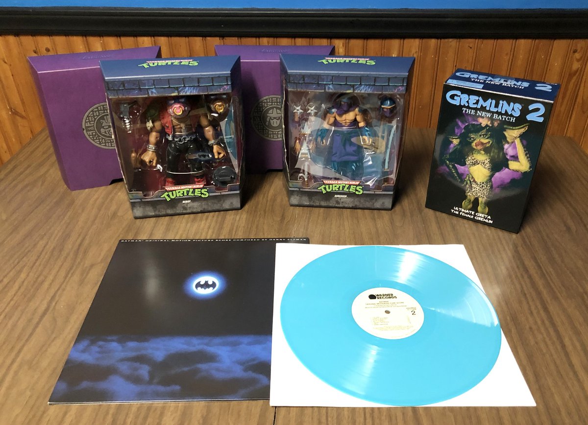 elliss_seven's tweet photo. My haul from BBTS! Super7 Bebop + Buff Shredder. NECA Greta the Gremlin. Topped off with the Batman soundtrack on a tasty blue vinyl.
#super7 #tmnt #necatoys #neca
#batmansoundtrack #batmanvinyl https://t.co/EFi4fZIlD8