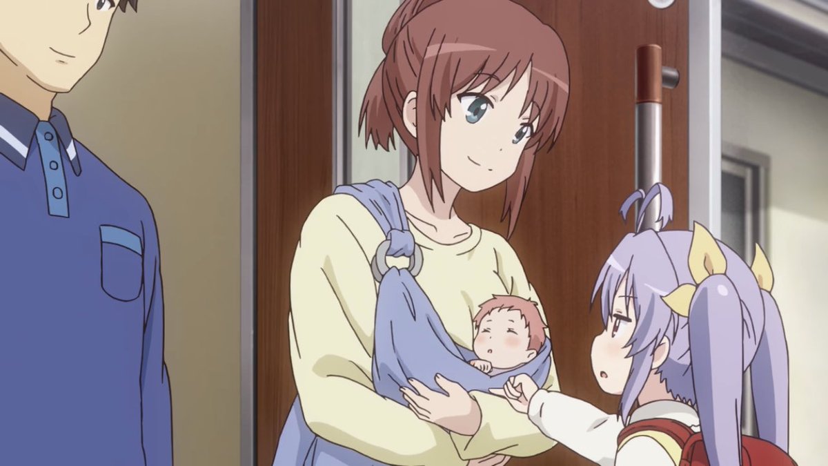 ゆき のんのんびより のんすとっぷ 12話の感想 みんなで遊んだあと しおりちゃんの家にいったら しおりちゃんのお母さんのお腹の子が産まれそうになってました そのあと無事に女の子を出産してました そして しおりちゃんが小学生になってました