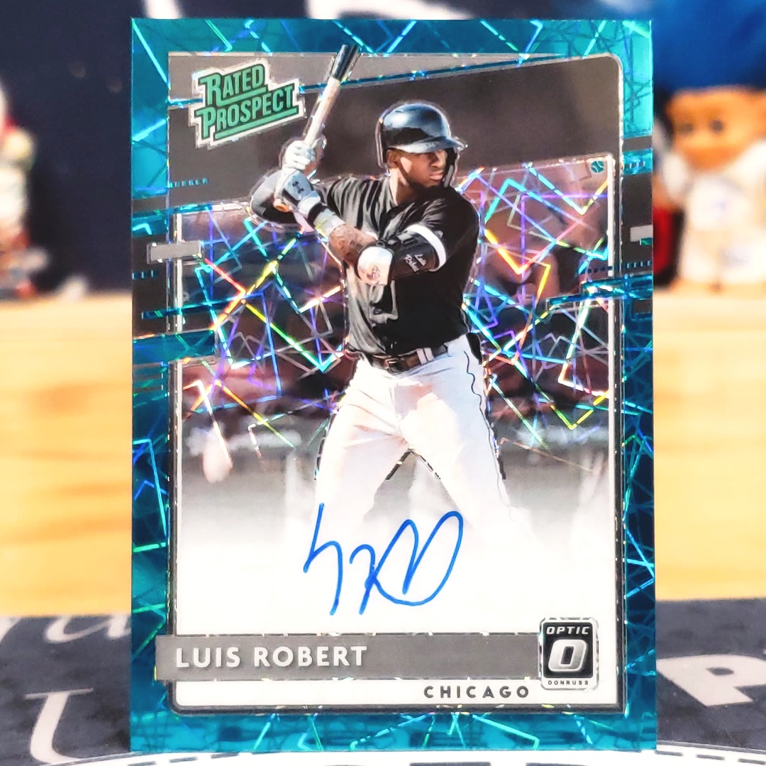 LiveCaseBreak's tweet photo. Luis Robert 2020 Panini Optic FOTL teal velocity Rated Prospect auto /15! Pulled for Tommy G. in Thursday night's Rookie Prospect Baseball #GroupBreaks! #MLB #LuisRobert #LuisRobertCards #WhiteSox #ChicagoWhiteSox #TheHobby #PaniniBaseball #CollectBaseballCards https://t.co/BD5MUA7IbW