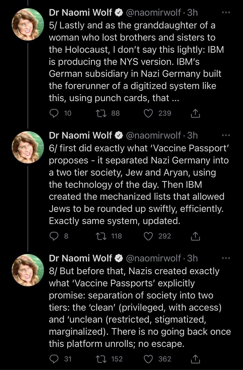 ConceptualJames's tweet photo. Listen to @naomirwolf. Vaccine passports are bad, bad, bad. https://t.co/RXyZeOzxiL