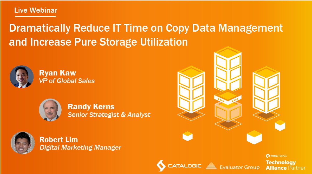 CatalogicSW's tweet image. Join our live #webinar and hear directly from a @PureStorage customer &amp;amp; learn how they #deployed Catalogic ECX to spin up high performing application-consistent #databases on primary storage for reporting &amp;amp; analytics.

⌚ Wed, March 31 @ 11am ET - 4pm BST
catalogicsoftware.zoom.us/webinar/regist…