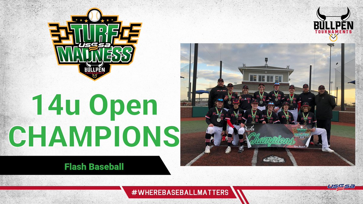 Bullpenevents's tweet photo. 🏆 Congratulations to Flash Baseball on winning the 14u Open Championship in the USSSA Turf Madness!🏆

#WhereBaseballMatters https://t.co/GyjKv1Xkf7