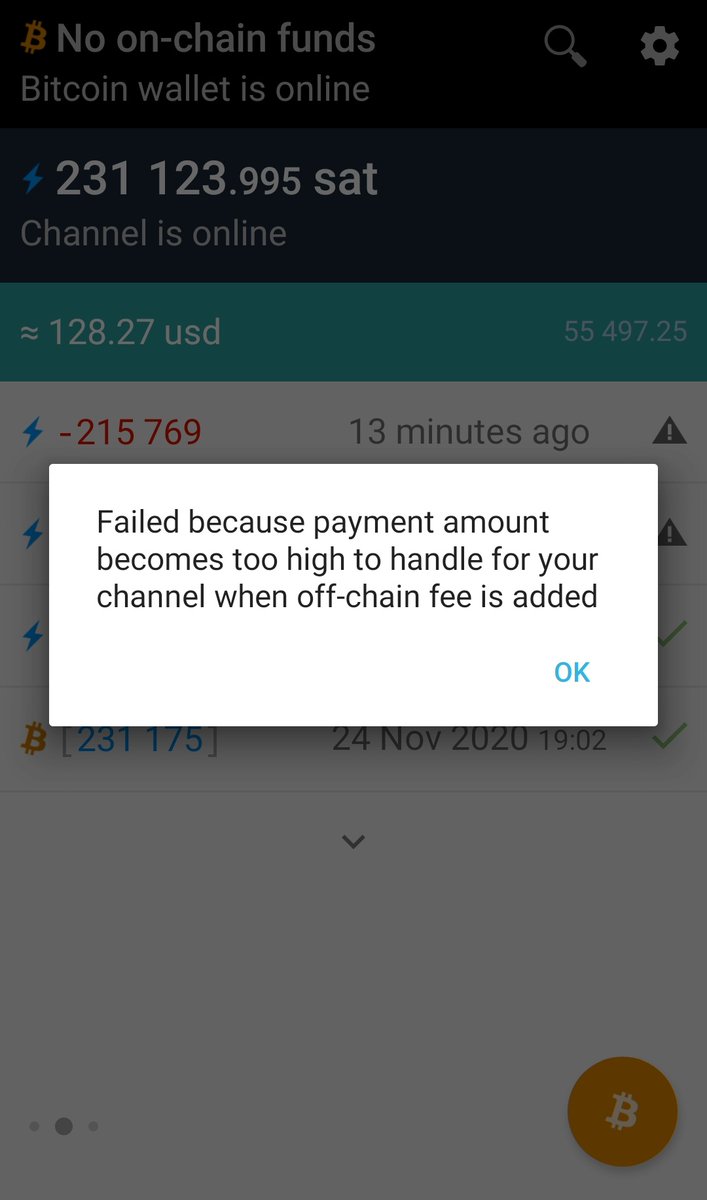 What? I was sending 215k sats (as per the "can send" amount on the channel info page), even though the channel has 231k sats. Anyone know why trying to send 93% of the channel balance is too much? What's with these fees? $9 fee for a $119 payment not enough on LN?