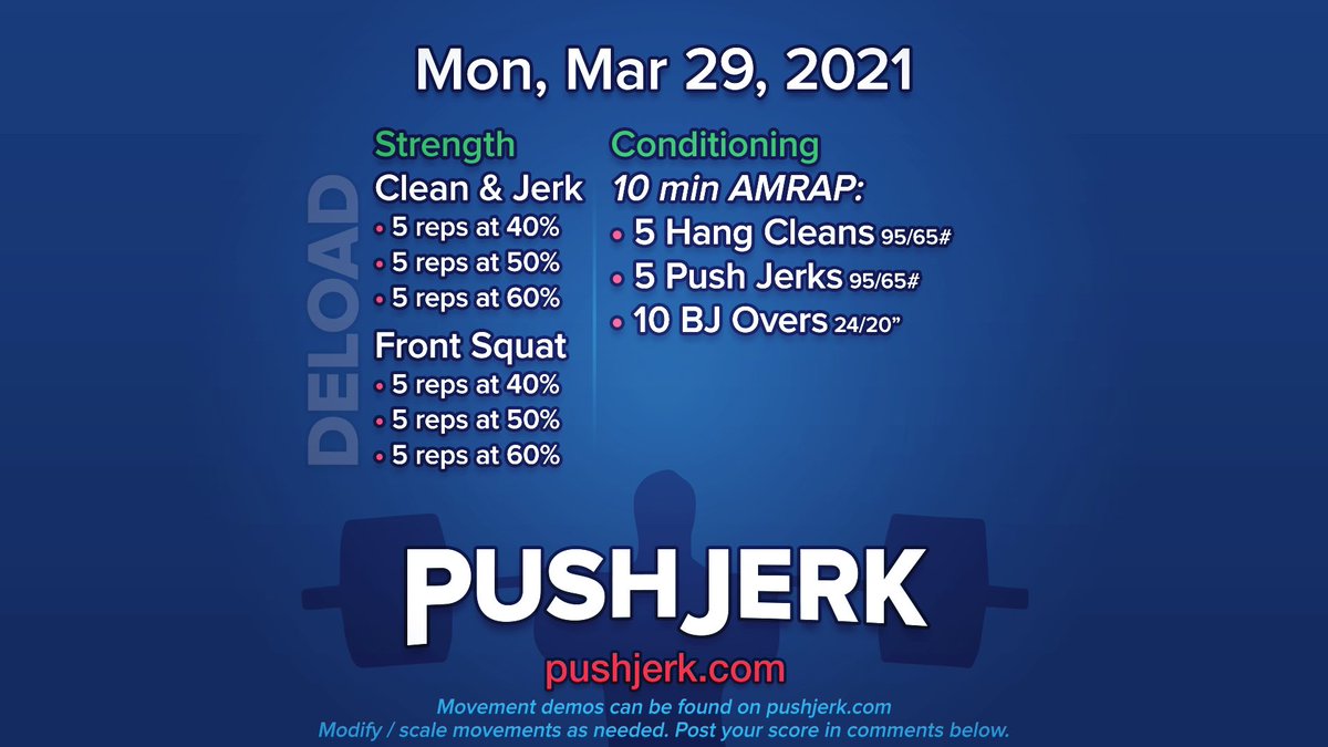 PushJerk's tweet photo. Mon, Mar 29, 2021 • https://t.co/46IJmcscNo

#garagegym #homegym #crossfit #wod 🗓 #deload 🪶 #cleanjerk 🧼👊 #frontsquats 🍑 #hangcleans 🧼 #pushjerks 🙌 https://t.co/DaluIwBMAF