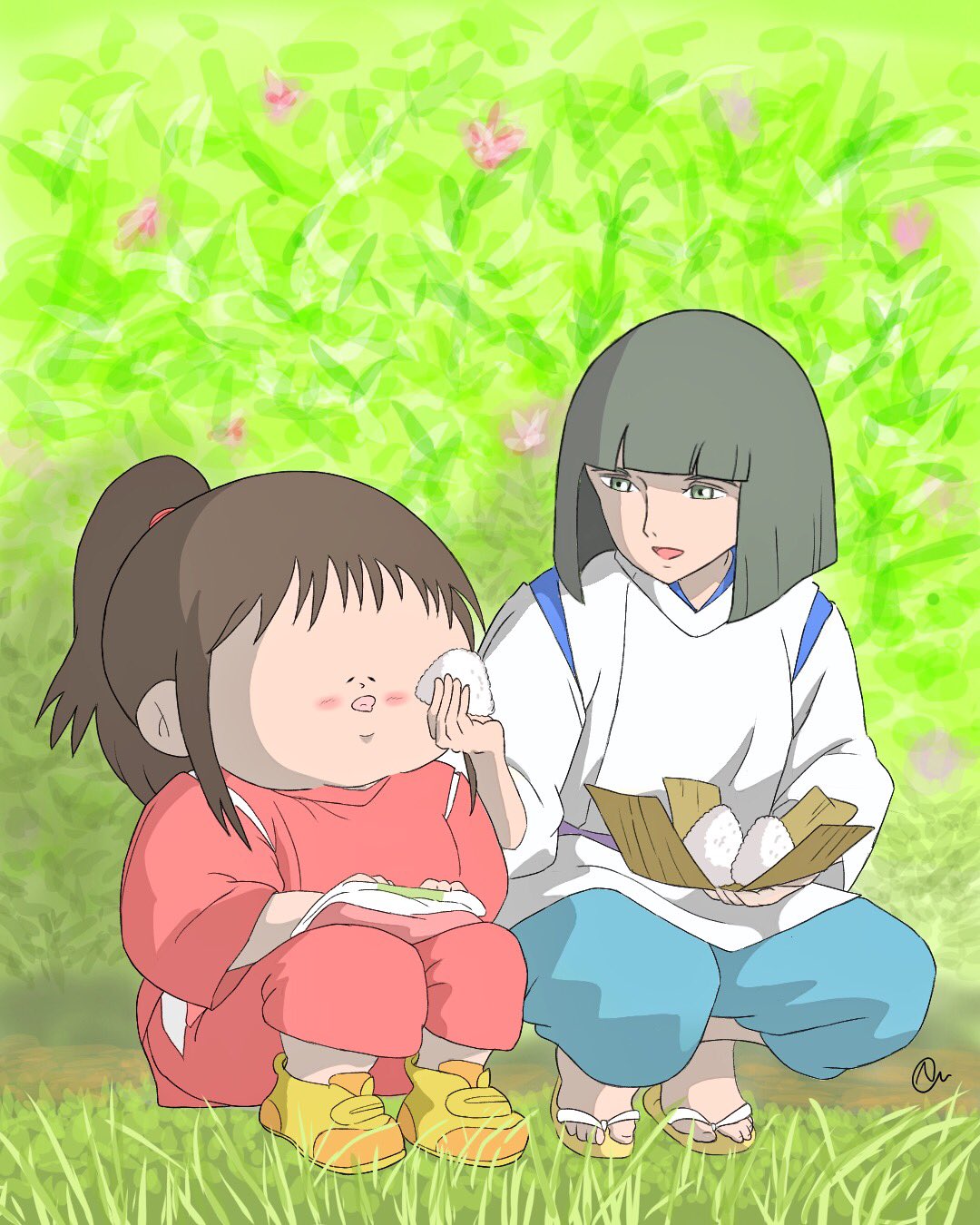 Nuu Pa Twitter おにぎり 千と千尋 千と千尋の神隠し ジブリ Ghibli おにぎり ゆるポチャ イラスト イラスト好きな人と繋がりたい イラストレーション T Co I6ibarrcgw Twitter