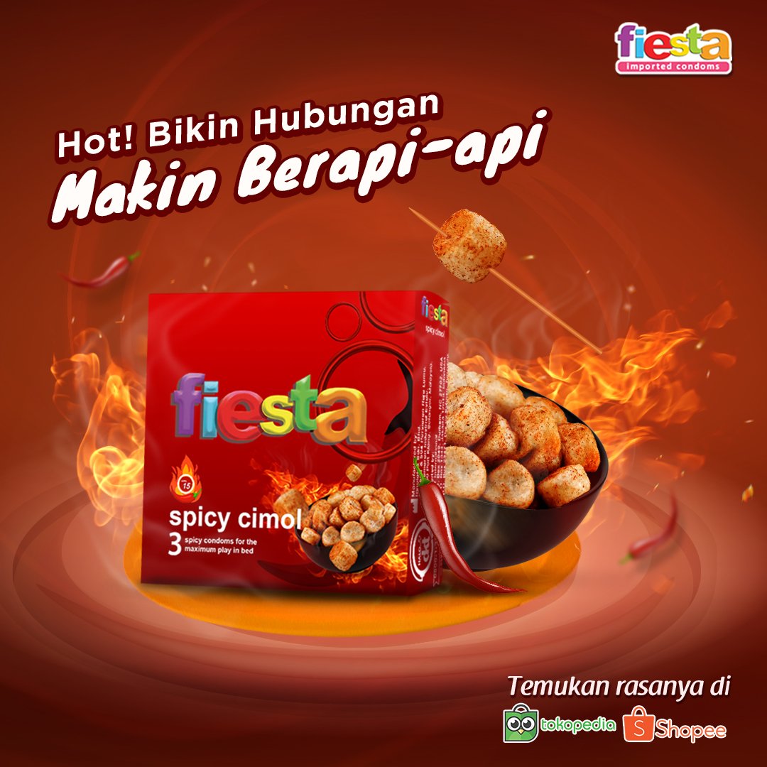 FiestaCondoms's tweet photo. karena dari kemarin banyak yang request rasa seblak jeletot, maka kita kasih ke kalian, Fiesta Rasa SPICY CIMOL!!
Beli cimol will sound different now!
Lvl 15, yok di order yok!!
-
Berani coba? Go check our E-commerce!
#FiestaNewVariant #FiestaCondomsSpicyCimol #SafetyCanBeFun https://t.co/u1X0CrTDB3