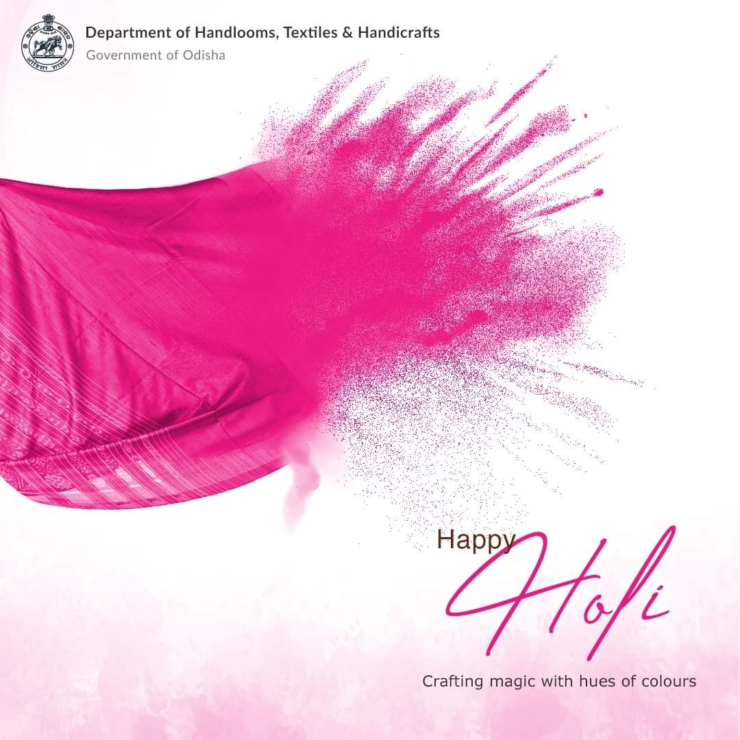 HTH_Odisha's tweet image. The Department of Handlooms, Textiles, and Handicrafts wishes everyone a joyful and safe Holi. 
To know more, visit handloom.odisha.gov.in
#Holi #Holi2020 #Handloom