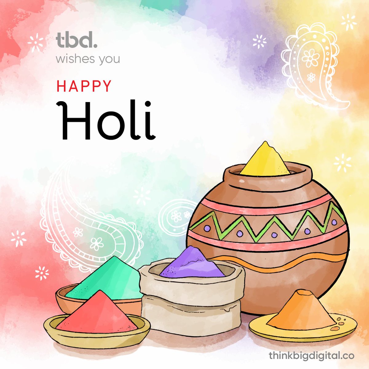 ThinkBigDigitl's tweet photo. Good luck, happiness, prosperity, and good health; may you get all this and much more on the happy occasion of Holi. We wish you and your family a very #happyholi2021 Stay Safe.

#holi2021 #holicelebration  #holifestival #holifestivalofcolours #holihai #happyholikadahan https://t.co/ihxYv3JaAk