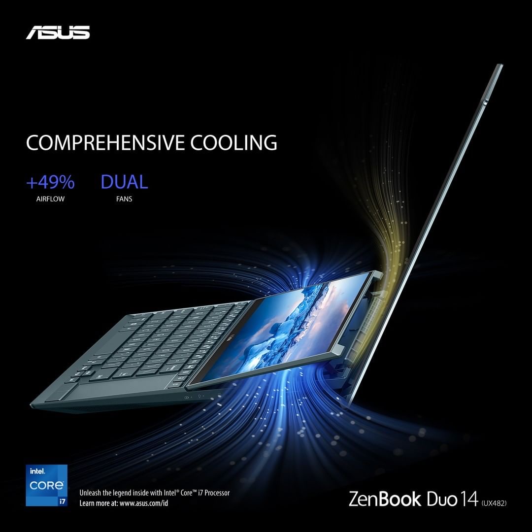 Monday Blue... feeling lack of power? 
This powerful ZenBook Duo 14 UX482 can help!
🔸latest and most powerful 11th Gen Intel processors
🔸GeForce® MX450 + Intel® Iris Xe Graphics (Integrated GPU)
🔸Dual Screen with AAS+ Cooling +49% Airflow
#TheLaptopOfTomorrow #ZenBookDuo14