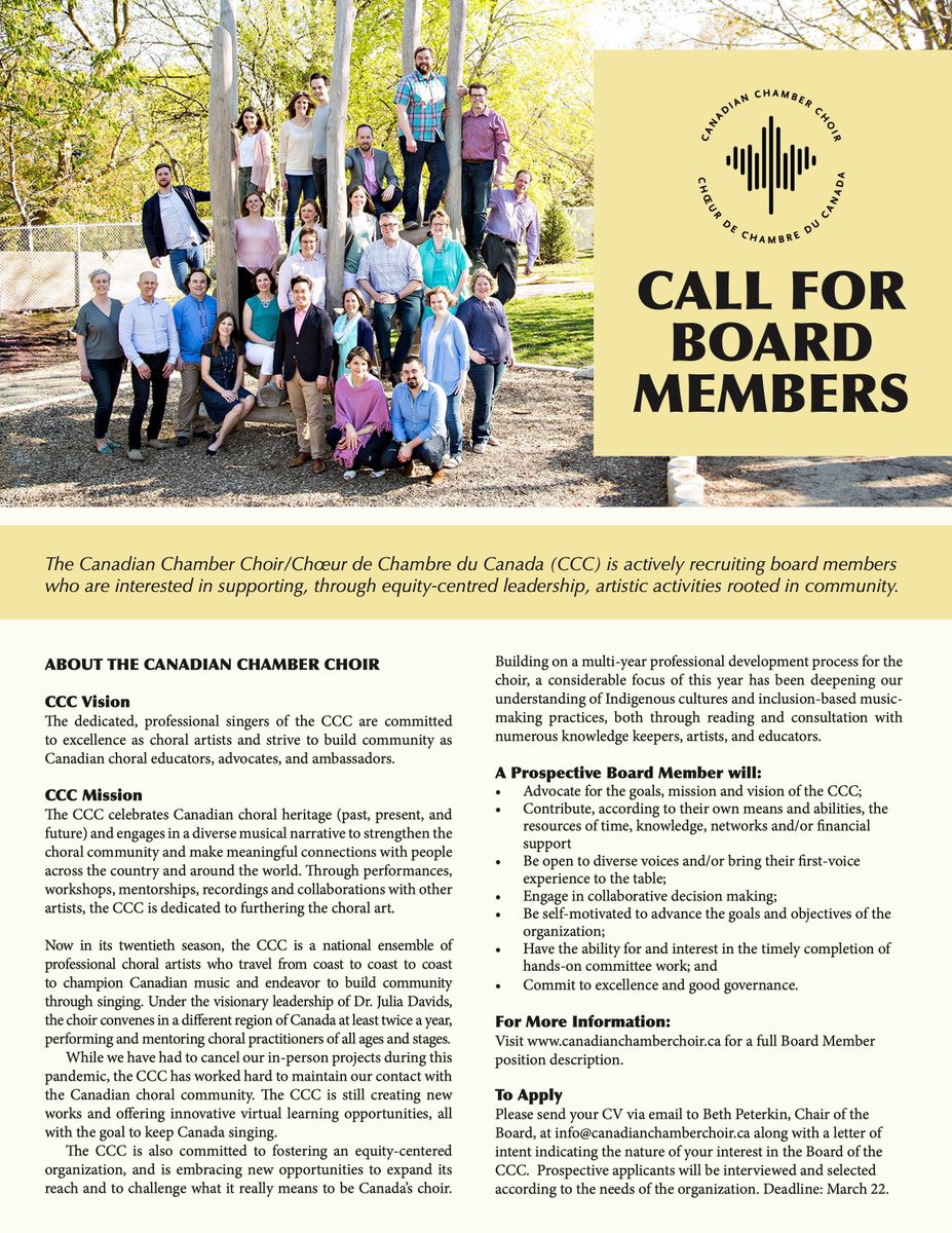 canadian_choir's tweet photo. There's still time to join our Board of Directors! We've extended the deadline until March 31. Details on our website. https://t.co/kx6dLRB5RF https://t.co/GiSvafgO6m