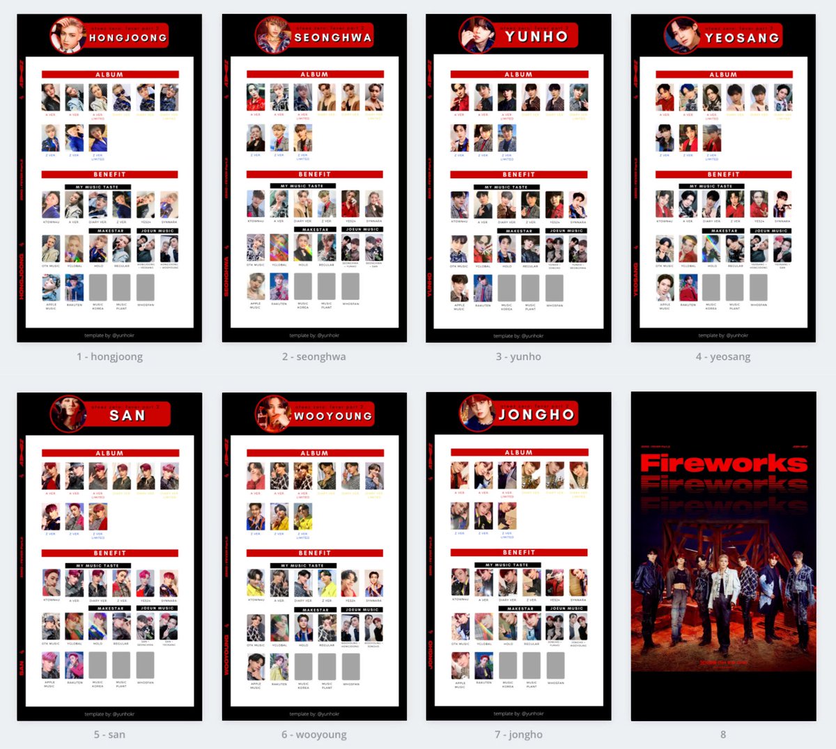 ATEEZ ZERO: FEVER PART 2 photocard list / template / 포토카드