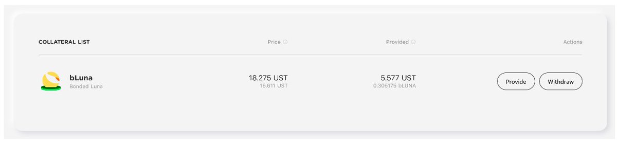 anchor_protocol's tweet photo. Borrowers on Anchor can now view the current price of bLUNA + the price of bLUNA that will trigger liquidation of their current loan under the "Collateral List" section under the "Borrow" tab in the Anchor web app. https://t.co/V3HaVbnSzw