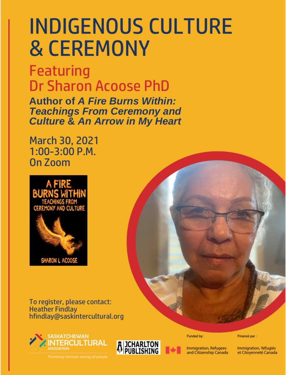 jcharltonpub's tweet photo. March 30, 2021
Dr Sharon Acoose (Professor, Indigenous Social Work, First Nations University of Canada) will be discussing her book A FIRE BURNS WITHIN at the Saskatchewan Intercultural Association. 

Book is available at: https://t.co/LGhuC5umZP https://t.co/IMvn4Qyl9m