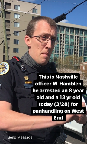 GretaMcClainTN's tweet photo. Homicide rate has nearly doubled in Nashville but Metropolitan Nashville Police Department arrests two old black children (8 &amp; 13 years old) for "panhandling" on West End.  Really?  @Tennessean  @samanthaellimax  @FOXNashville https://t.co/Y3TZbdoOmU