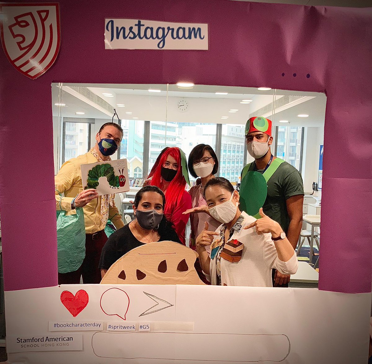 HarjaniTrishna's tweet photo. One bright Monday morning, G5 @StamfordHK  had a very hungry caterpillar that made his way through the whole team...and eventually turned into a butterfly! #StamfordHK #CognitaWay #BookCharacterDay https://t.co/o9GhepKHOi