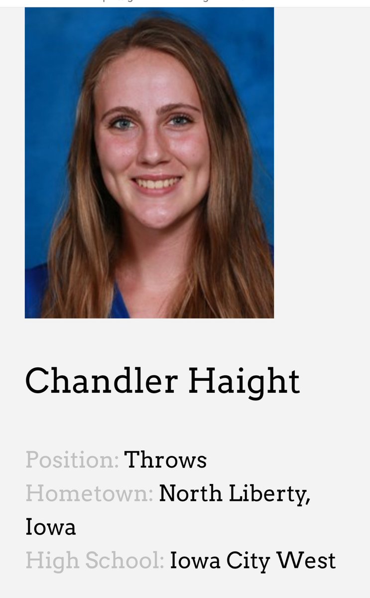 icwgirlstrackxc's tweet photo. Congratulations to former Iowa City West star Chandler Haight!!!
@chandlerhaight https://t.co/6eFtA9WhIY