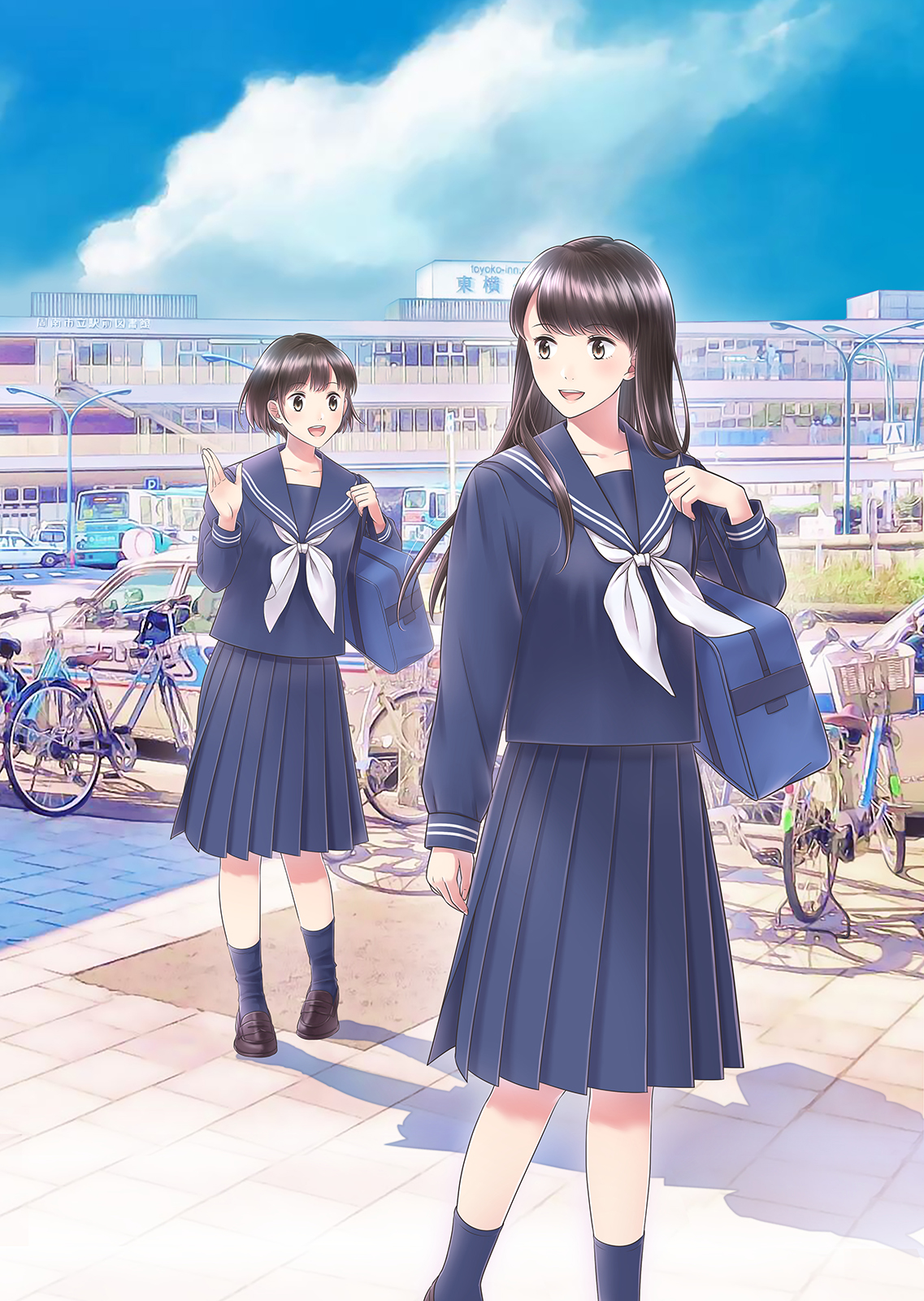 تويتر Illust Soda على تويتر 過去のお仕事紹介 学生服販促ポスター用のイラストをリニューアルしました 背景の駅が改装されたのに合わせてポスターも刷新することになり 再度イラストを担当させていただきました イラスト 学生服 セーラー服