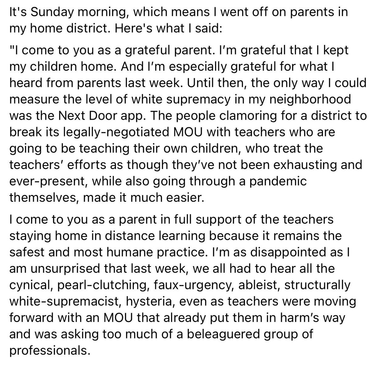 ReopenCASchools's tweet photo. A @officialSCUSD teacher in Sacramento publicly calling parents white supremacists and bullies that speak in favor of in-person learning. I thought we were done with this.

@officialSCUSD, please make sure the parents in your district get an apology. cc: @ScusdP https://t.co/wVL9sJ6Y6e