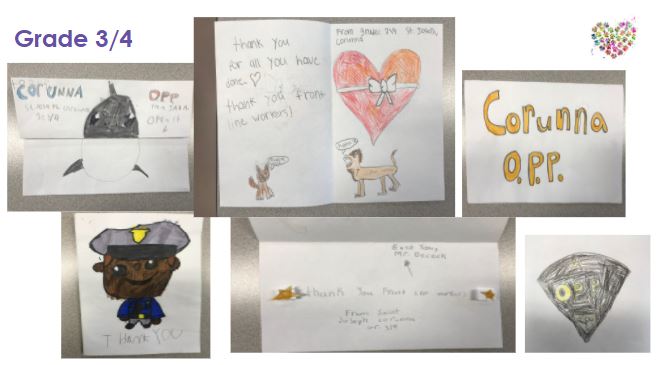 Heart Print School Lent Challenge in Grade 3/4 <a href="/StJosephCorCS/">St Joseph Corunna</a> at work....  creating cards for Corunna frontline workers - Corunna OPP and Fire Department.  Leaving #heartprints of thanksgiving for those that make a difference in the lives of our community!  #heartprint #sccdsb