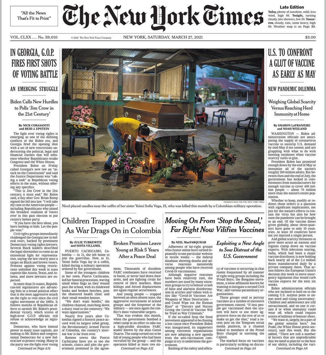 HOLLMANMORRIS's tweet photo. Mientras @nytimes uno de los periódicos más influyentes del mundo hace extenso reportaje sobre reclutamiento forzado de niños en Colombia y bombardeo de Guaviare, @RevistaBOCAS entrevista al ministro @Diego_Molano y este vuelve a estigmatizar a los niños como “máquinas de guerra” https://t.co/HiLt4zxwrm