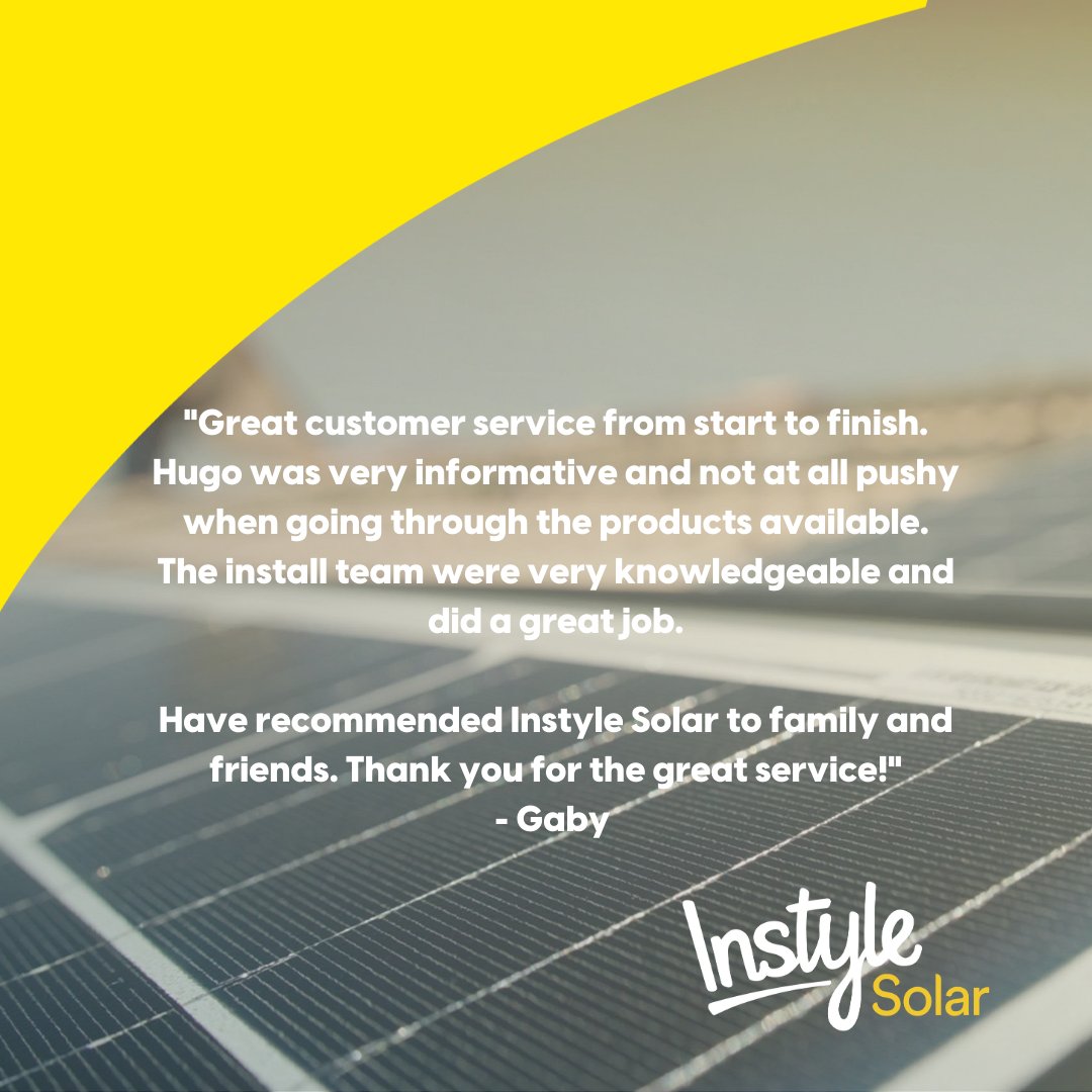 instylesolar's tweet image. Thank you Gaby! Customer satisfaction is essential in our business and we are so proud every time we receive a 5 star review from a happy solar owner 😁  🌟 

#aussiesolar #instylesolar #gosolar #gogreen #solarreviews
