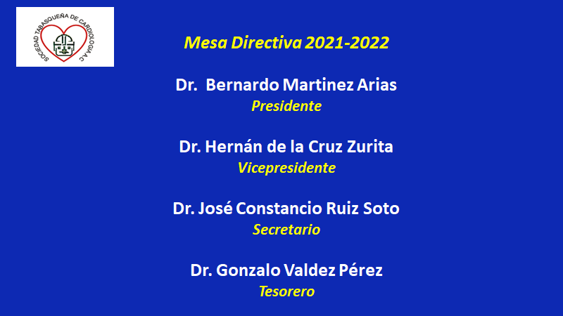 SocTabCardio's tweet photo. Les presento la MESA DIRECTIVA 2021-2022 de nuestra STC. 
Agradezco mucho AMIGOS, su trabajo y disposición. https://t.co/M3wFlf7Mxk