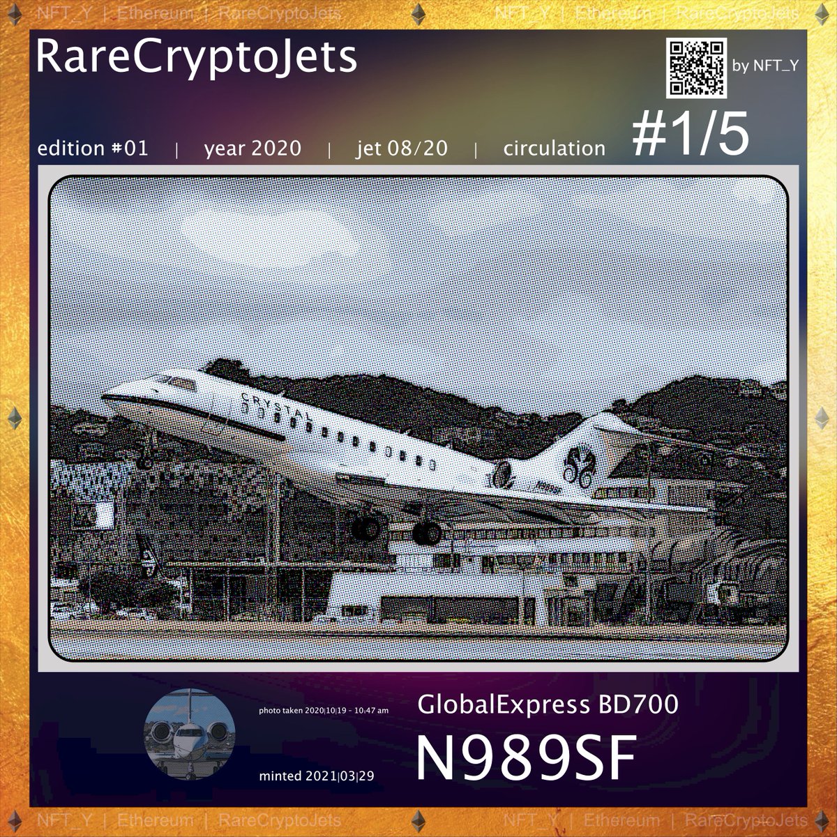 NFTY19163720's tweet photo. #NFT going live 31.03.2021
#globalexpress #db700 #N989SF, #RareCryptoJets #Planes #PrivateJets #BusinessJets #NFT_Y #NFT #Blockchain #Opensea #nftcollector #NFTCommunity #NFTartists #NFTart #NFTartwork #NFTcollection #rarible #ethereum #Metamask #planespotting #nonfungible https://t.co/dIZnoWEsU0