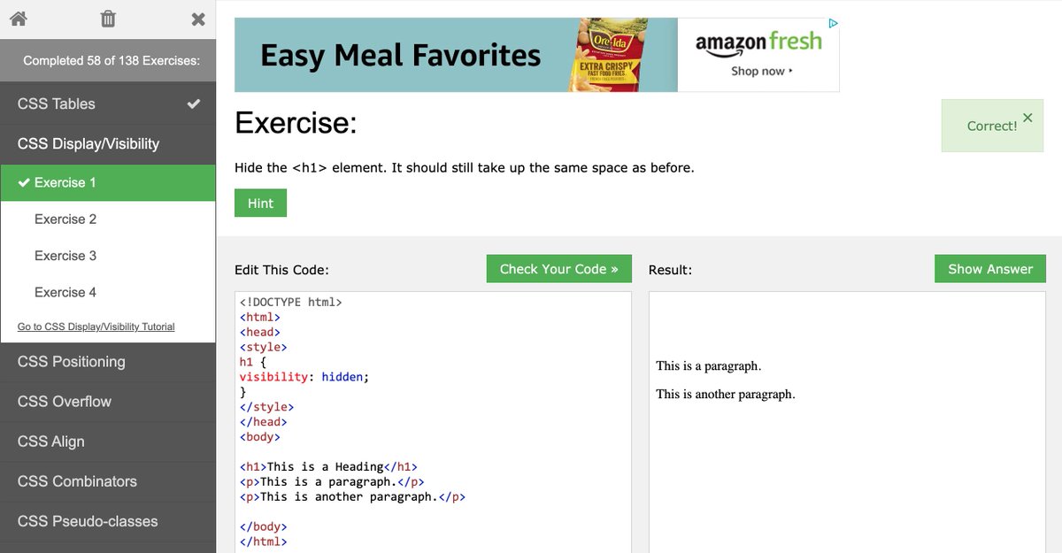 aliciaviera's tweet image. #Day94 of my #100DaysOfCode! Completed the #CSSDisplay section in the #W3Schools Tutorial - Learning as much as I can before heading back to the #freeCodeCamp &quot;Responsive Web Design Certification&quot; projects #JustForFun #CSS #WomenWhoCode #FeelingAccomplished