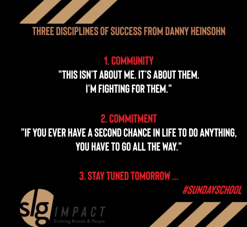 SLG_Impact's tweet photo. #SUNDAYSCHOOL is coming in hot off last week's REAL TALK 2.0 episode 20 w Danny Heinsohn &amp; host @22shooo  

Here are 2 of Danny's 3 disciplines for success.  Tomorrow you get the 3rd. #staytuned

Full episode's here: https://t.co/dlXnmafNQY 

#community #commitment #slgimpact https://t.co/6c8PqUBRm9
