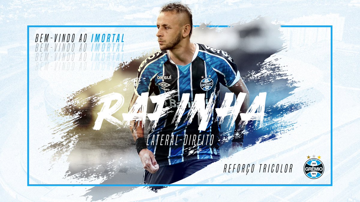 #RafinhaNoGrêmio! Como o primeiro #ReforçoTricolor  para a temporada 2021, foi assinado o contrato com o atleta multicampeão até o final deste ano.

Leia mais em: gremio.net/news/detalhes/…