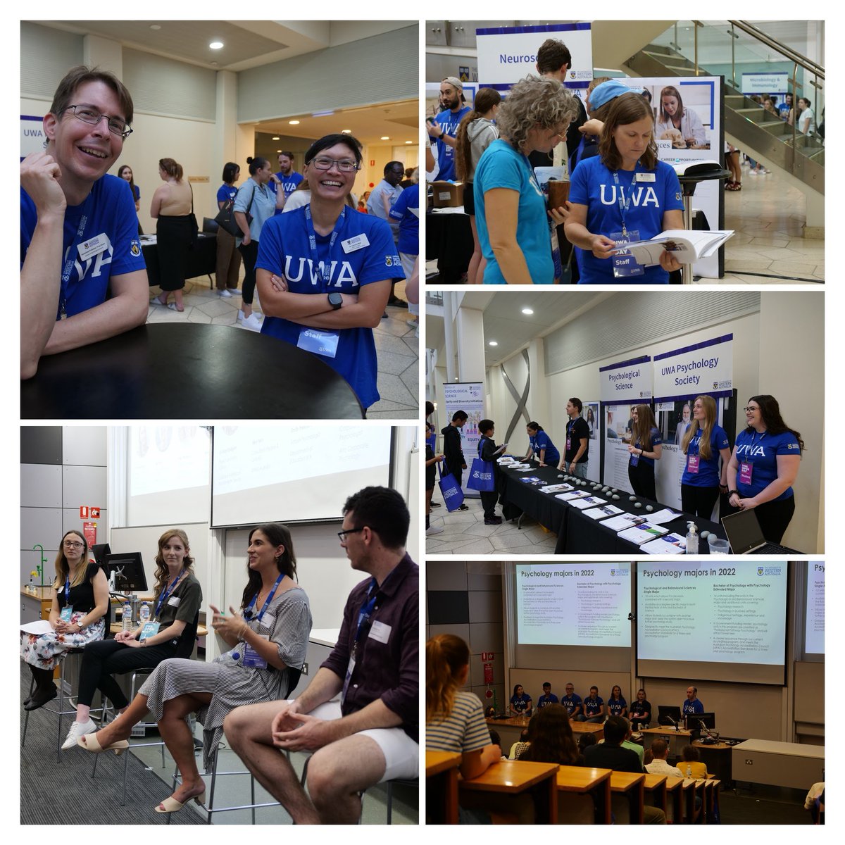 UWApsych's tweet photo. What a ripper of an Open Day! Info desk running hot all day, all flyers found new homes, &amp; both panel sessions were completely jam packed🤯😀! 

Favourite question of the day "Does studying psychology give you a leg-up socially?" 🤭🤔🤫 (yes it does).

Huge 👏to all🌟volunteers! https://t.co/DEMZFRzens
