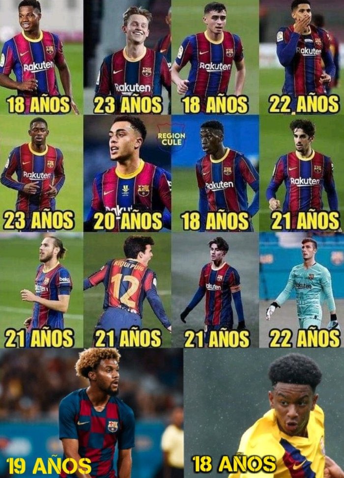 FCBarcaColombia's tweet photo. Nuestra nueva cantera . Se viene la primavera para el Barça #Barcelona @FCBarcelona #BarcaNewGeneration #Barca @Pedri @ANSUFATI @RiquiPuig @DeJongFrenkie21 https://t.co/r8FFMgZ2yq