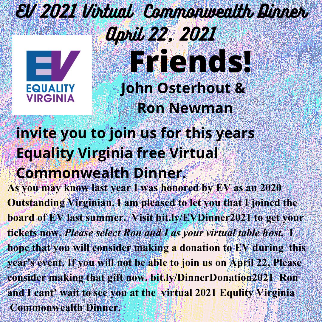 MrOknows's tweet photo. Equality Virginia is celebrating another successful Virginia General Assembly session protecting and advancing the rights of all LGBTQ+ Virginians. Pleas join us for as we celebrate these major wins and EV’s 2021 Outstanding Virginians https://t.co/bZXQRhwx5P